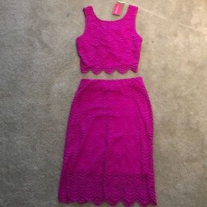 Lilly Pulitzer 2 piece hot pink lace xs brand new